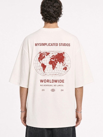 mysimplicated T-shirt oversize 'Worldwide Ivory' en XS en ivoire, Vue avec produit