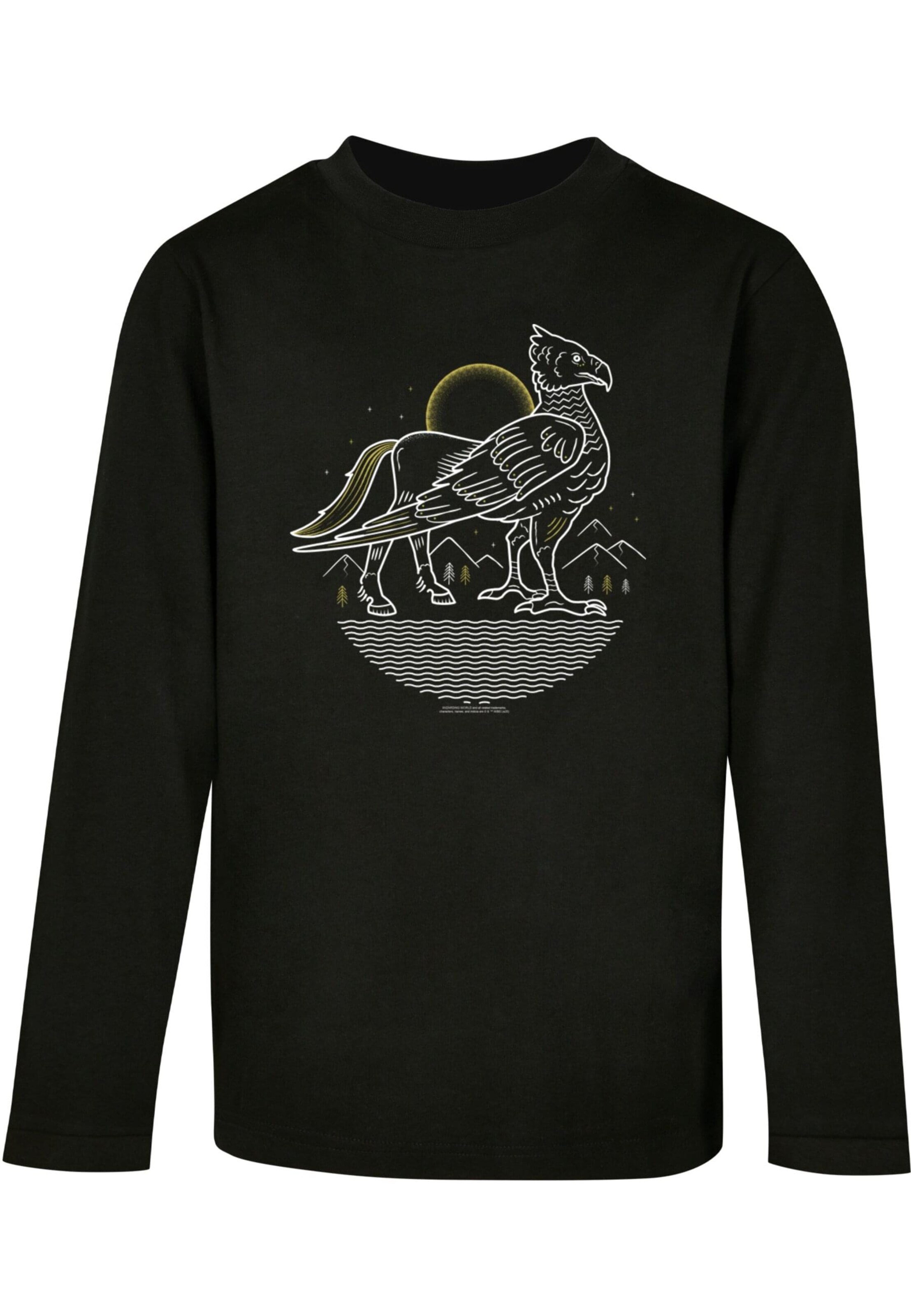ABSOLUTE CULT Shirt 'Harry Potter - Buckbeak Line Art' in Zwart: voorkant