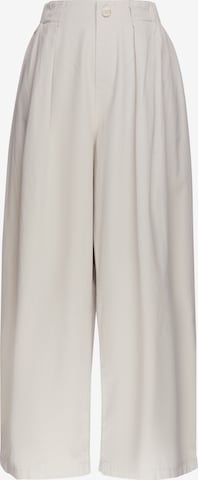 MYMO Wide leg Pleat-Front Pants in Grey: front