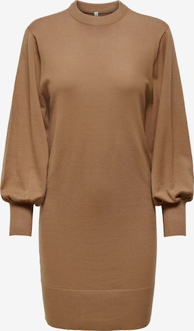 ONLY Stickad klänning i brun: framsida