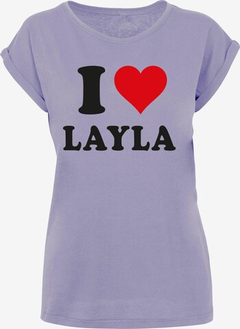 Merchcode Shirt 'I Love Layla' in Lila: voorkant
