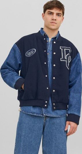 JACK & JONES Jacke 'VARSITY' in navy / blue denim / weiß, Produktansicht