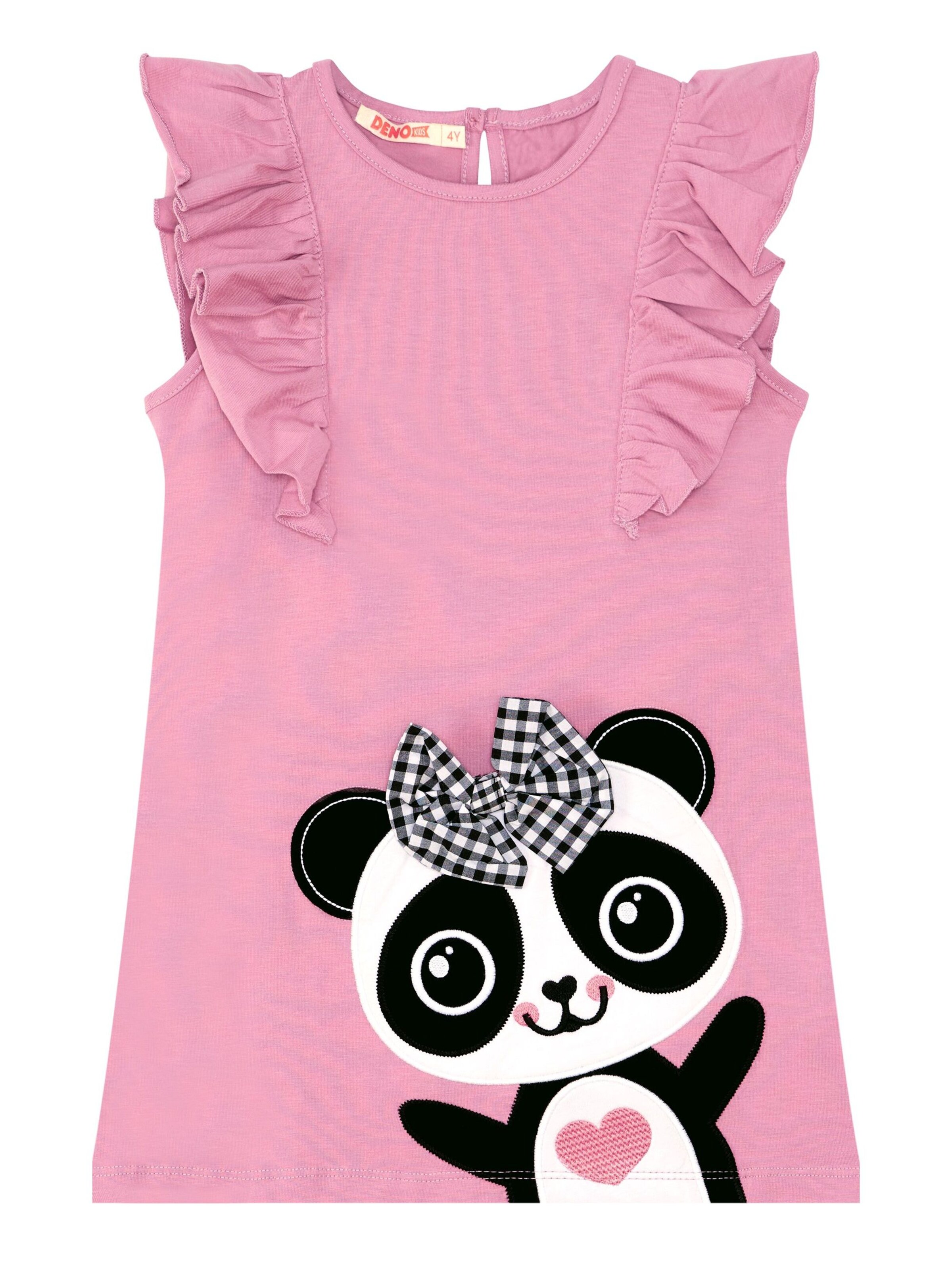 Abito 'Panda Frill' di Denokids in rosa: frontale