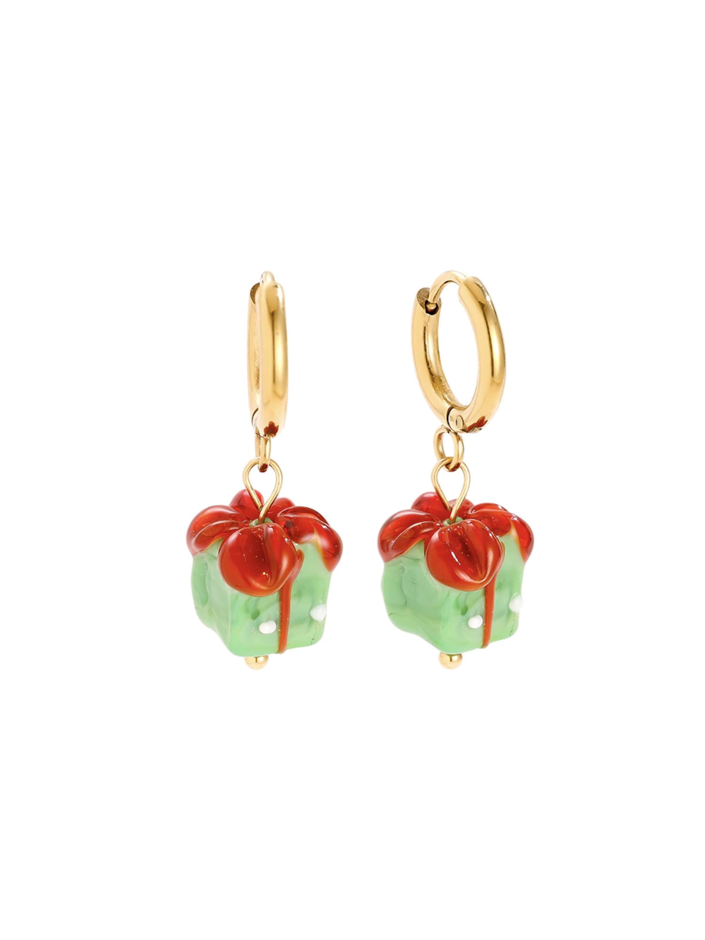 Cala Rose Earrings 'EMERALD GIFT' in Gold: front