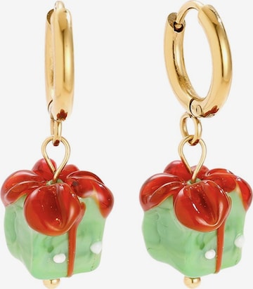 Boucles d'oreilles 'EMERALD GIFT' Cala Rose en or : devant