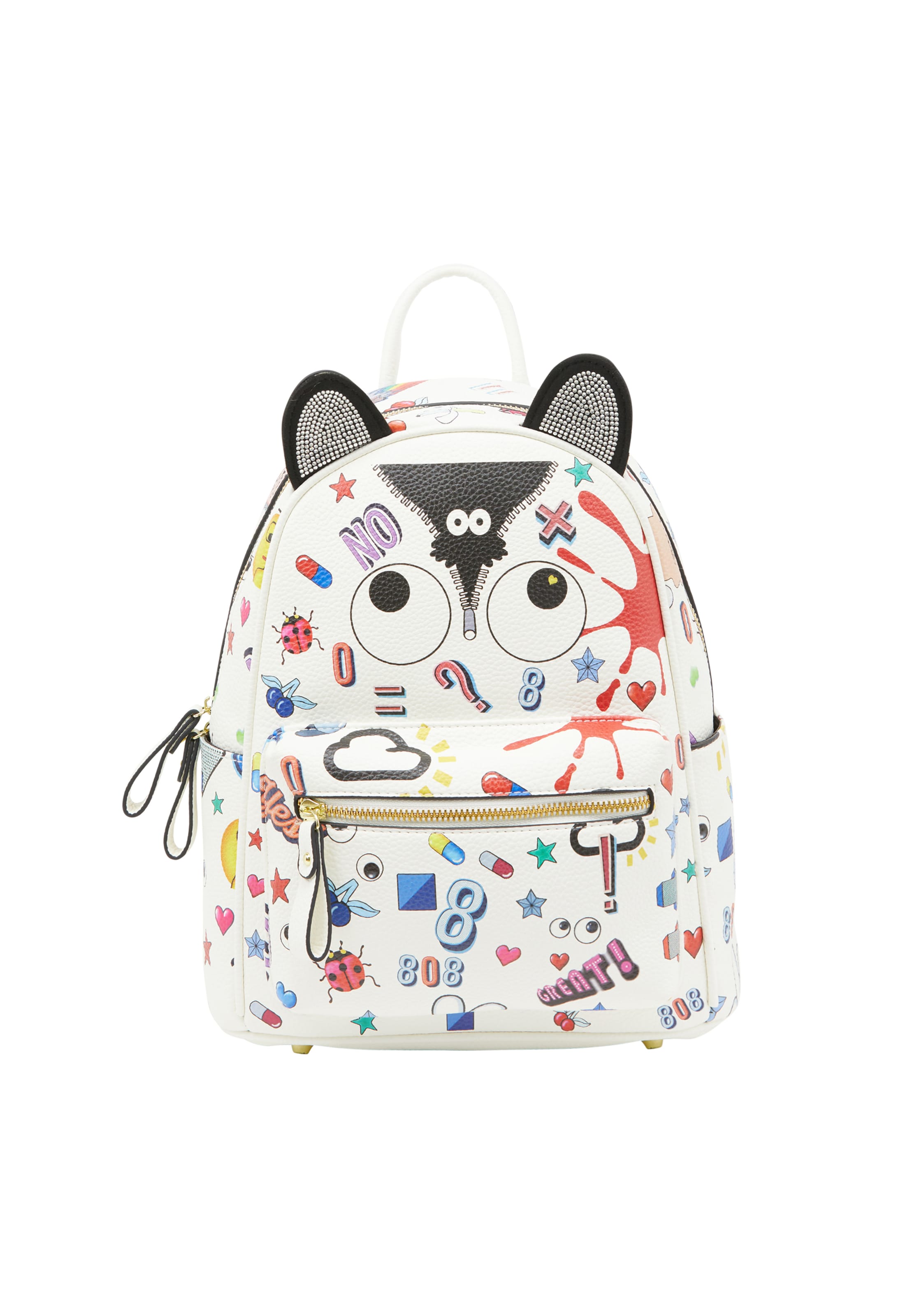 MYMO Batoh 'Pop Eyetheme' - Biela: predná strana