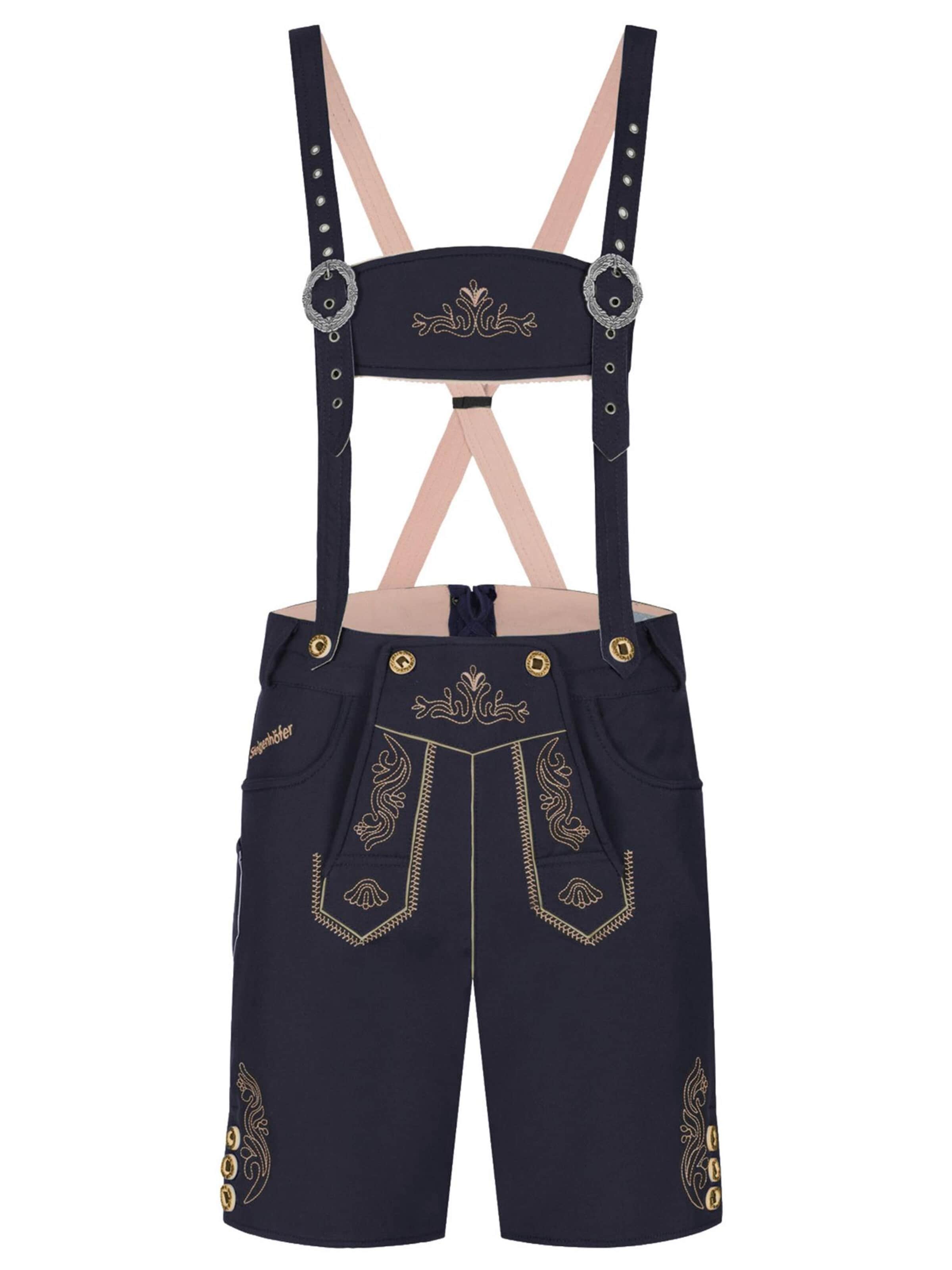 Steigenhöfer Traditional Pants 'Kurze Trachten Softshell Hose mit Träger im Lederhosen Look' in 46 in Dark blue, Item view