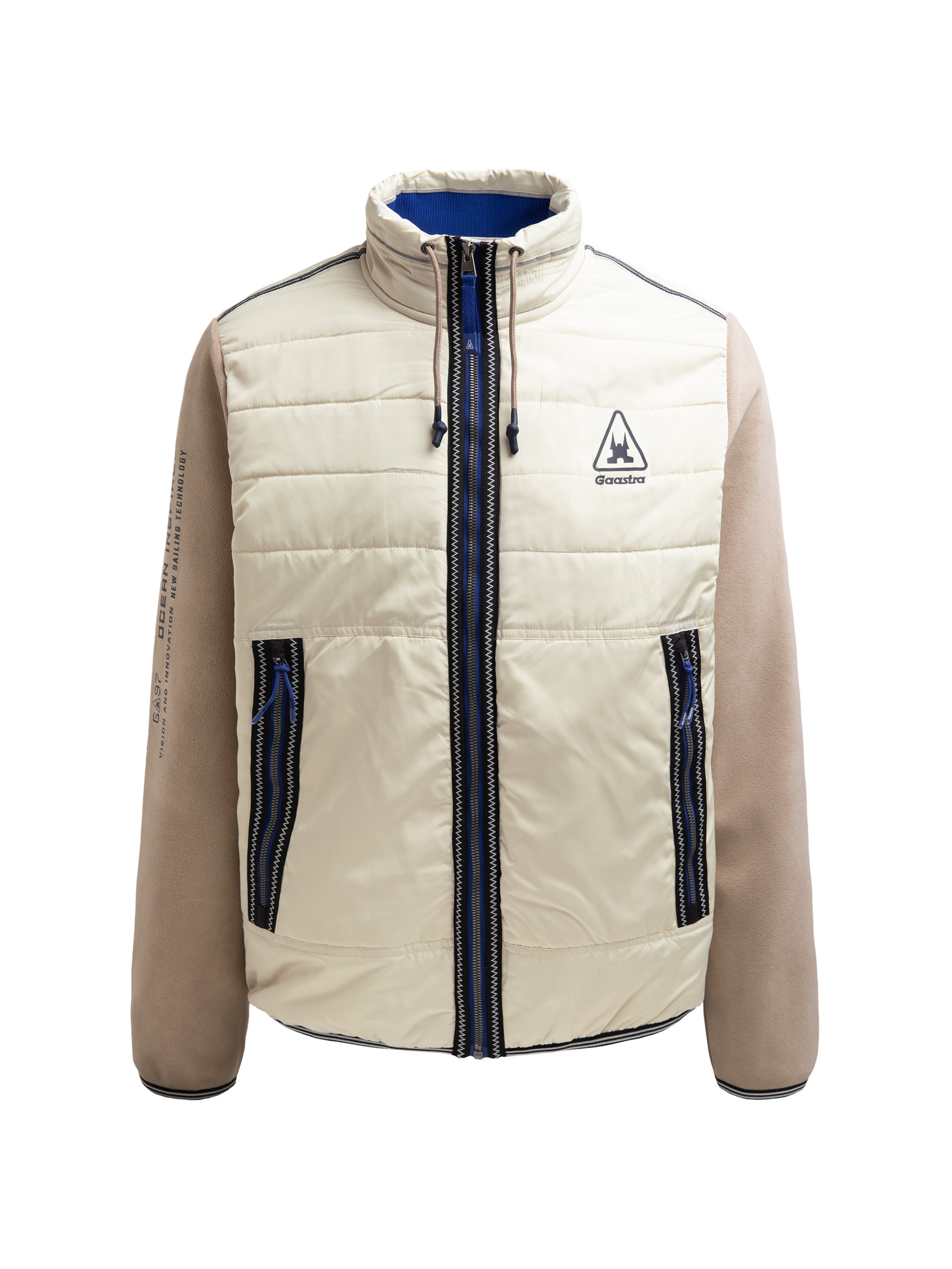 Gaastra Fleecejacke im Materialmix mit Tape-Details in Braun: Vorderseite