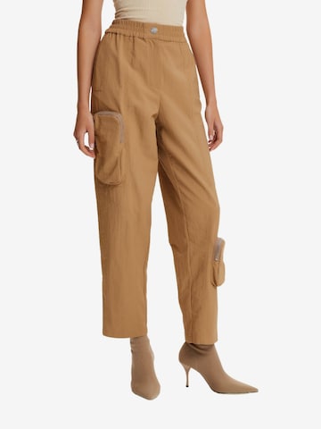 NOCTURNE Tapered Cargobroek in Beige: voorkant