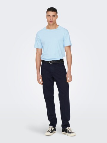 Only & Sons Regular Fit T-Shirt 'Matt' in Blau