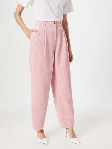 MSCH COPENHAGEN Loose fit Pleat-Front Pants 'Livia' in Pink: front