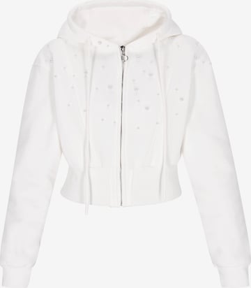 faina - Sudadera con cremallera en blanco: frente