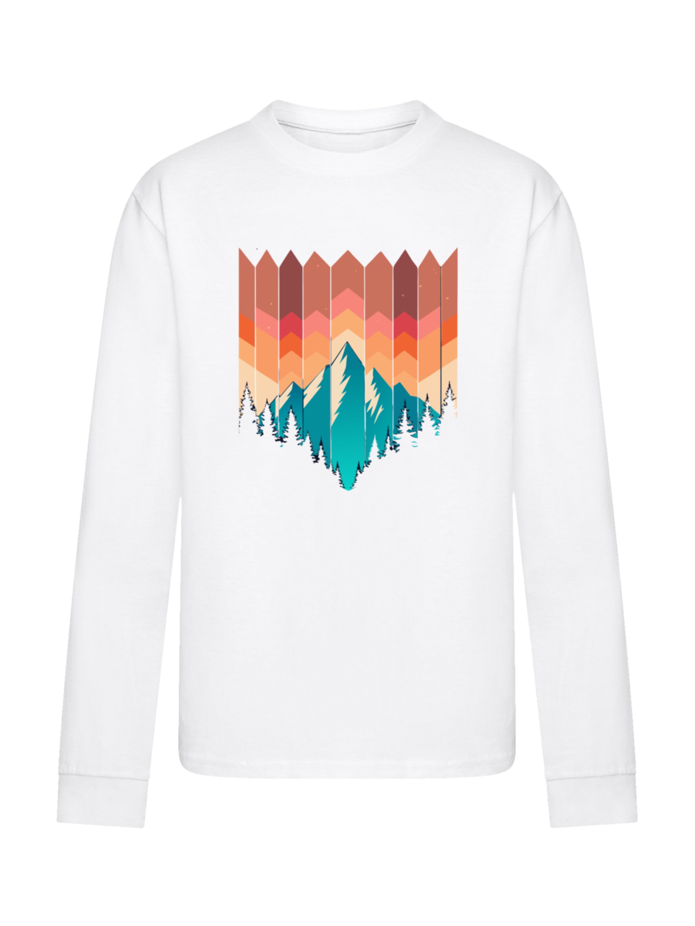 F4NT4STIC Shirt 'Berg Sonnenuntergang' in White: front