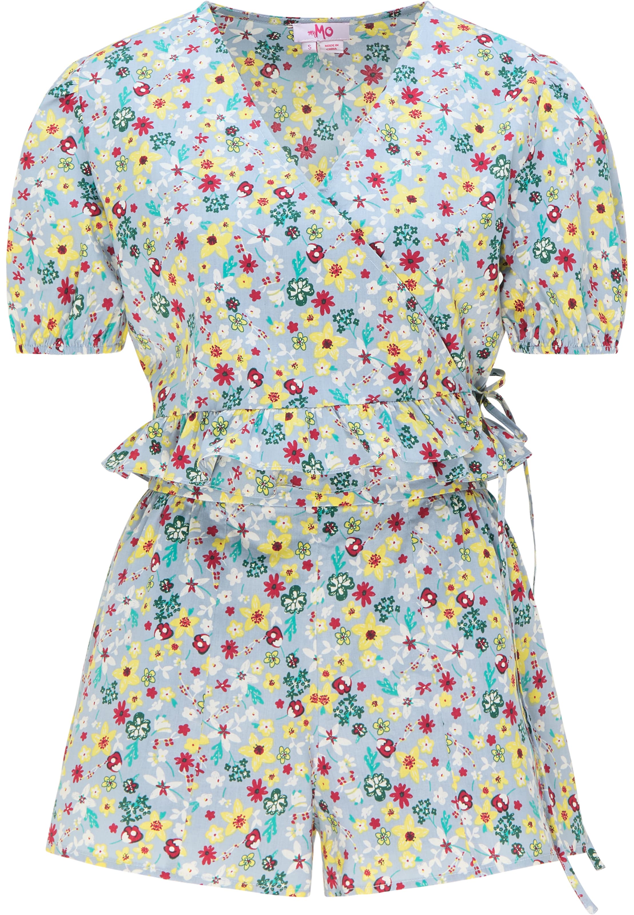 Costum cu pantaloni de la MYMO pe albastru: față