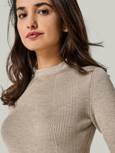 YOU LOOK PERFECT Tröja 'PULLOVER DARIA - Kurzarm Pullover mit Stehkragen' i XS i taupe, Produktvy