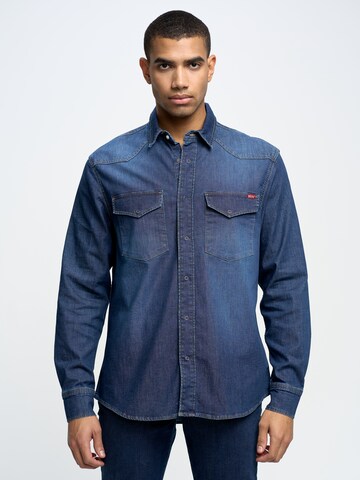 BIG STAR Button Up Shirt 'CHUCK' in Blue: front