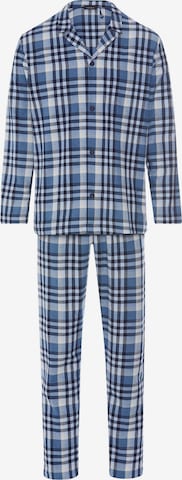 Hanro Pajamas long ' Cozy Comfort ' in Blue: front