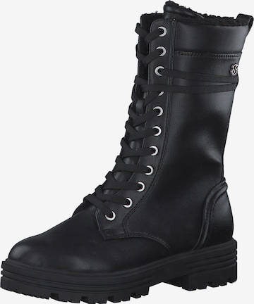 s.Oliver Lace-Up Ankle Boots in Black: front