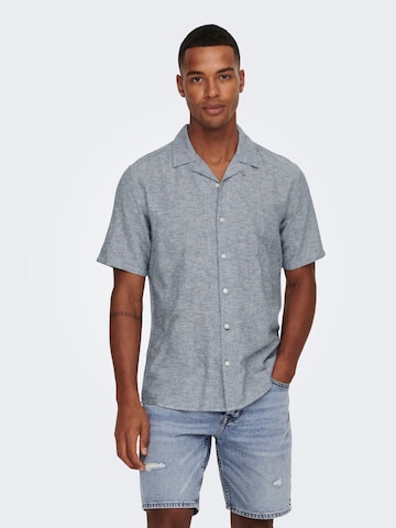 Only & Sons - Ajuste estrecho Camisa 'Caiden' en azul: frente