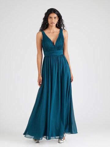 Robe de soirée mascara en bleu : devant