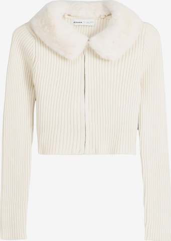 Bershka Gebreid vest in Beige: voorkant