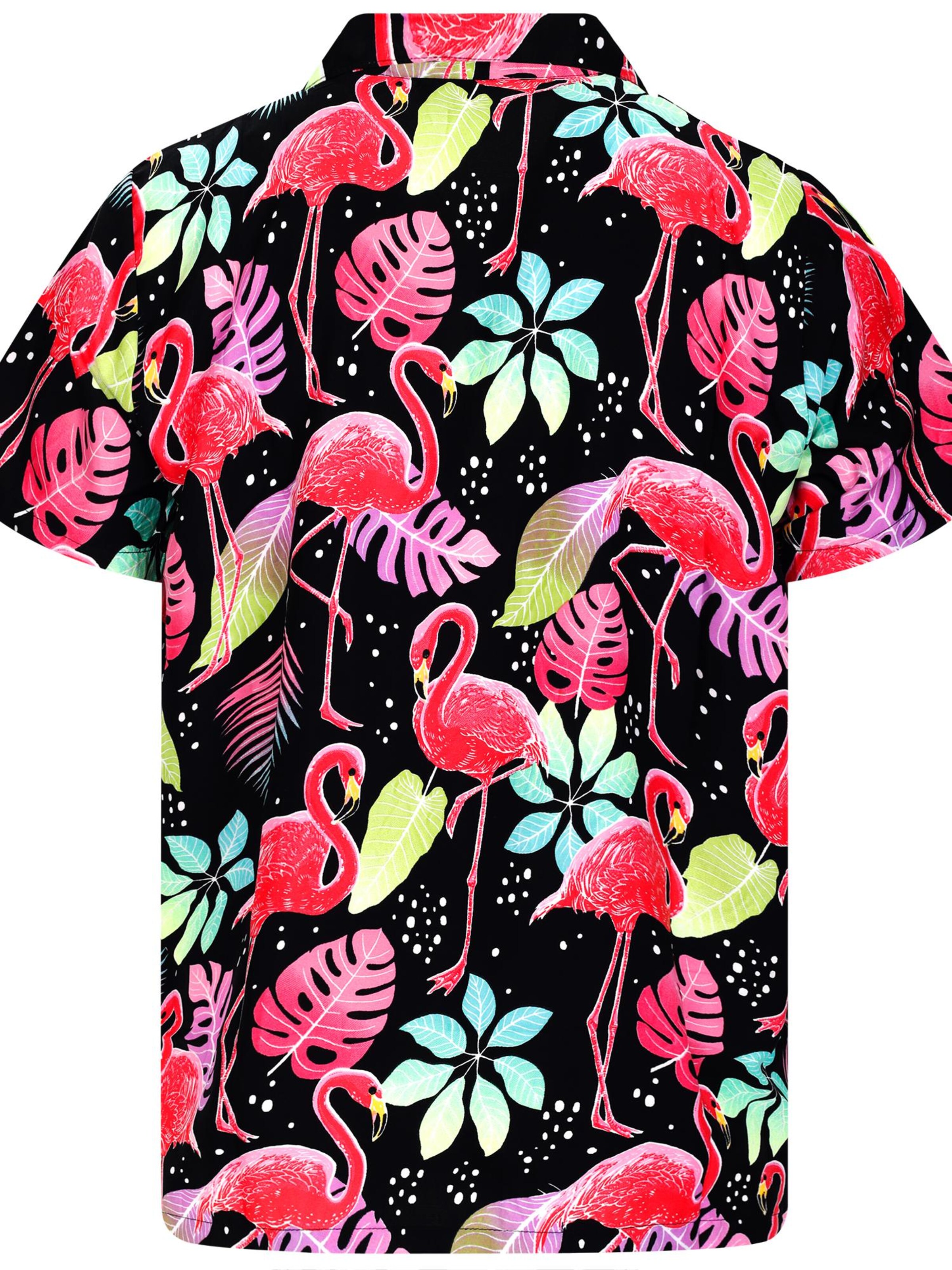 King Kameha Shirt 'Funky Flamingos'‌‌‌‌‌‌‌ in Schwarz
