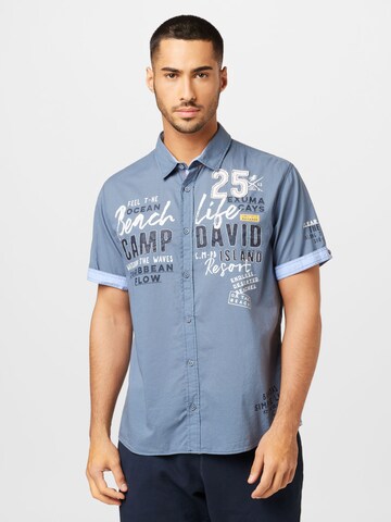 CAMP DAVID Regular fit Button Up Shirt 'Beach Life' in Grey: front