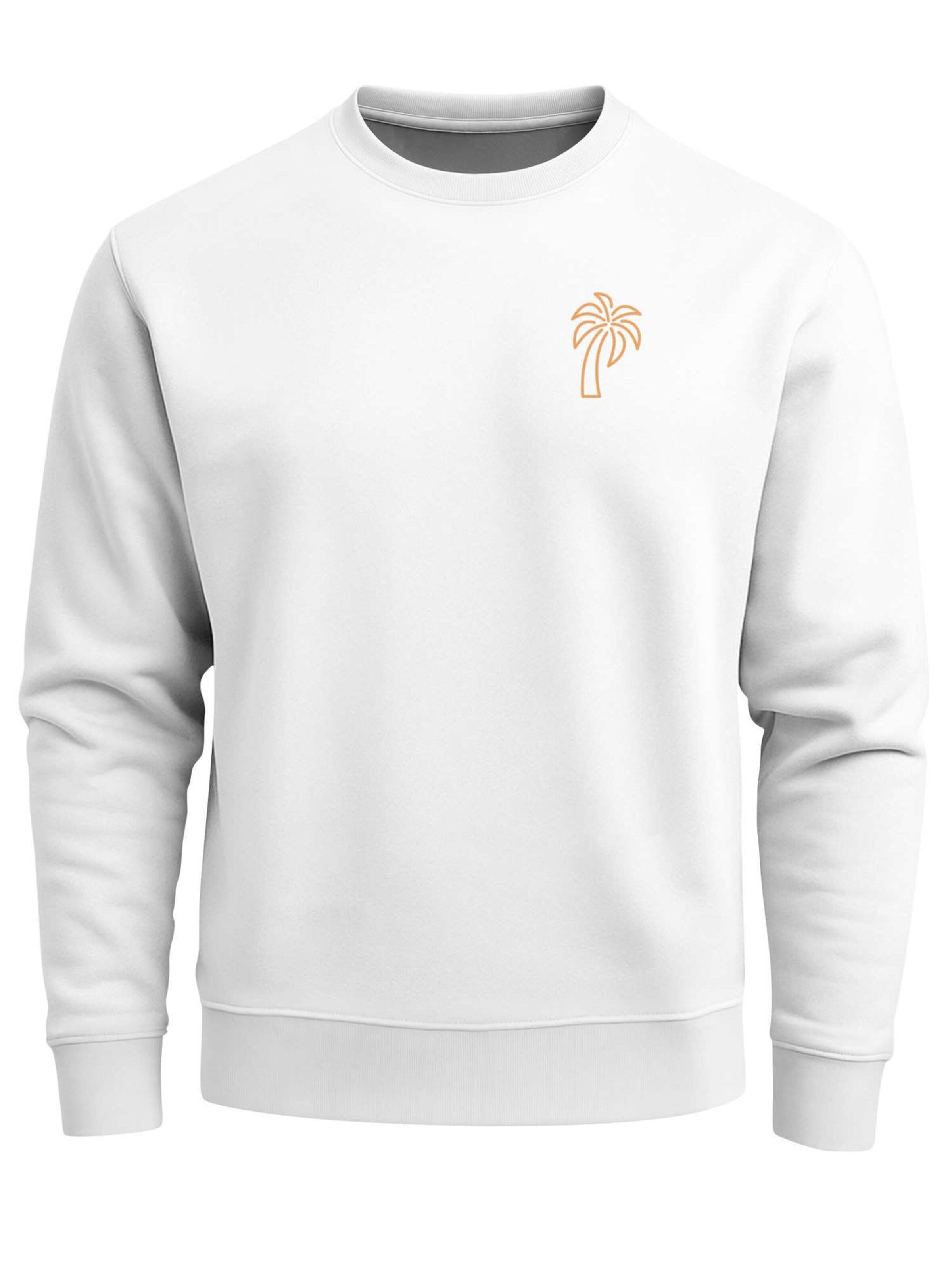 Neverless Sweatshirt 'Palm Lineart Logo'‌‌‌ in Weiß: Vorderseite