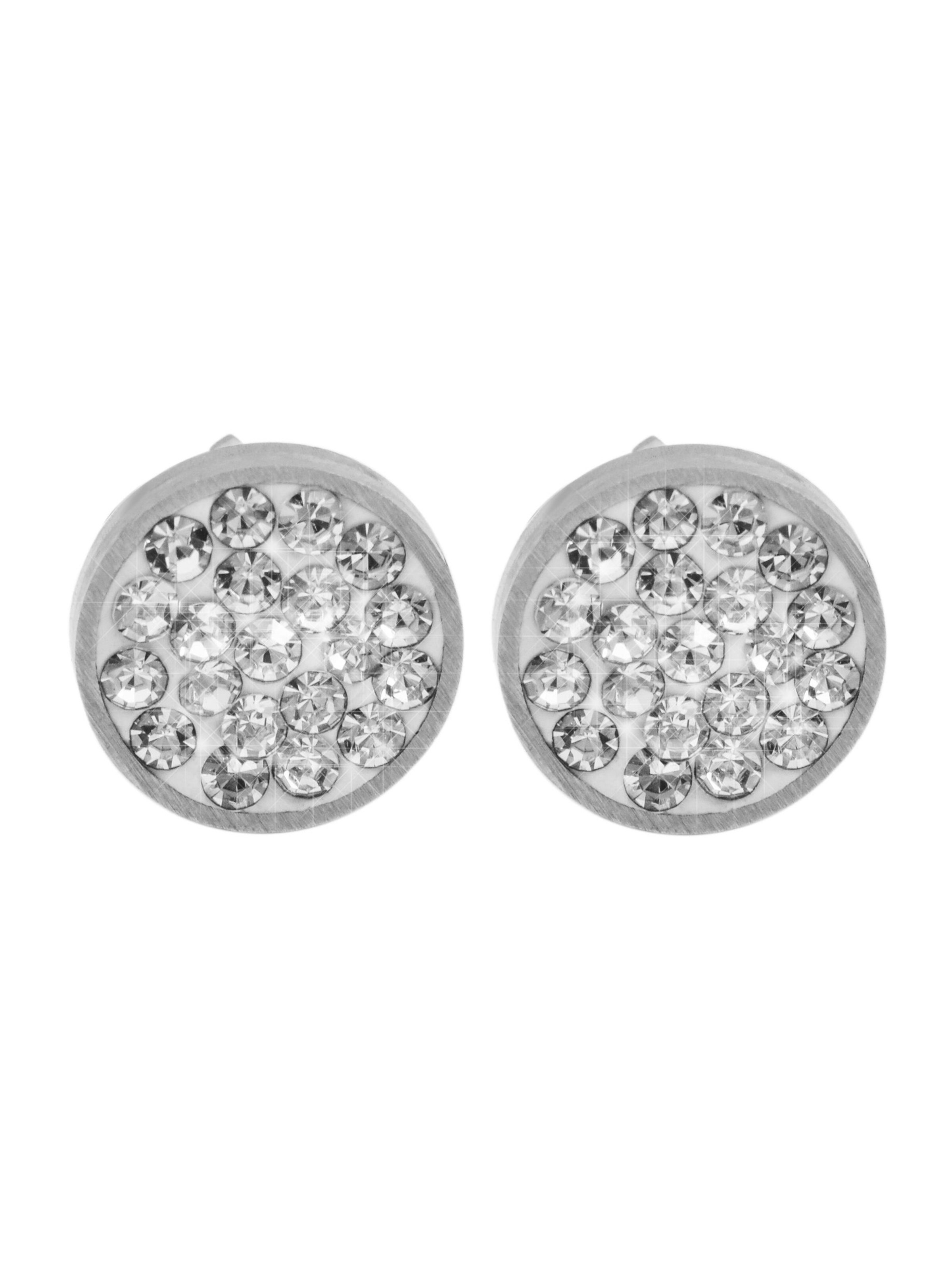 Akzent Earrings 'Edelstahl, Similibesatz, wasserfest, langlebig' in Silver: front