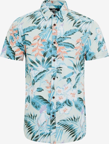 Coupe regular Chemise 'Tropical' Threadbare en bleu : devant