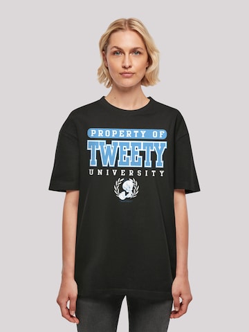 F4NT4STIC T-Shirt 'Looney Tunes Tweety Property Of University' in Schwarz: predná strana