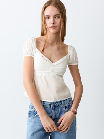 MANGO TEEN T-shirt 'TROIA' i vit: framsida