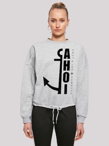 Sweat-shirt 'Ahoi Anker Crop Knut & Jan Hamburg' F4NT4STIC en gris : devant