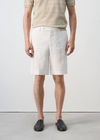 MANGO MAN Regular Pleated Pants 'Antz' in White: front