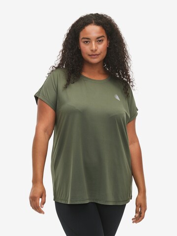 Active by Zizzi Shirt 'Abasic' in Groen: voorkant