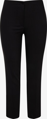 Coupe slim Pantalon à plis Ulla Popken en noir : devant