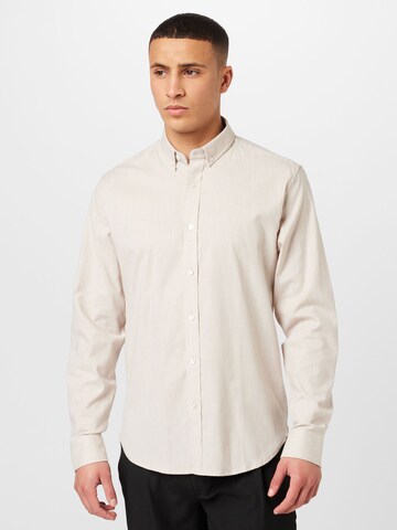 Clean Cut Copenhagen Regular fit Button Up Shirt in Beige: front