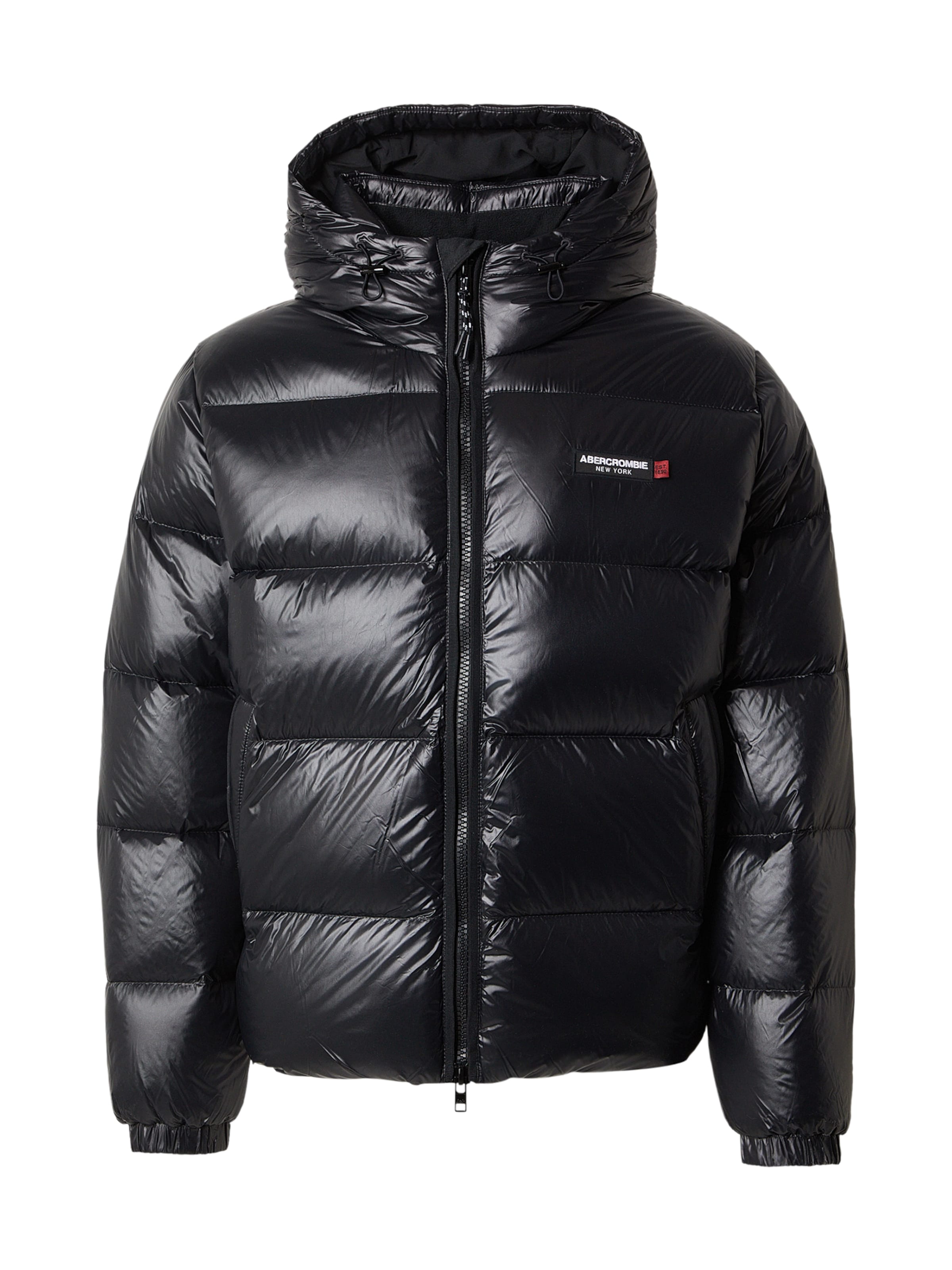 Geacă de iarnă de la Abercrombie & Fitch pe negru: față