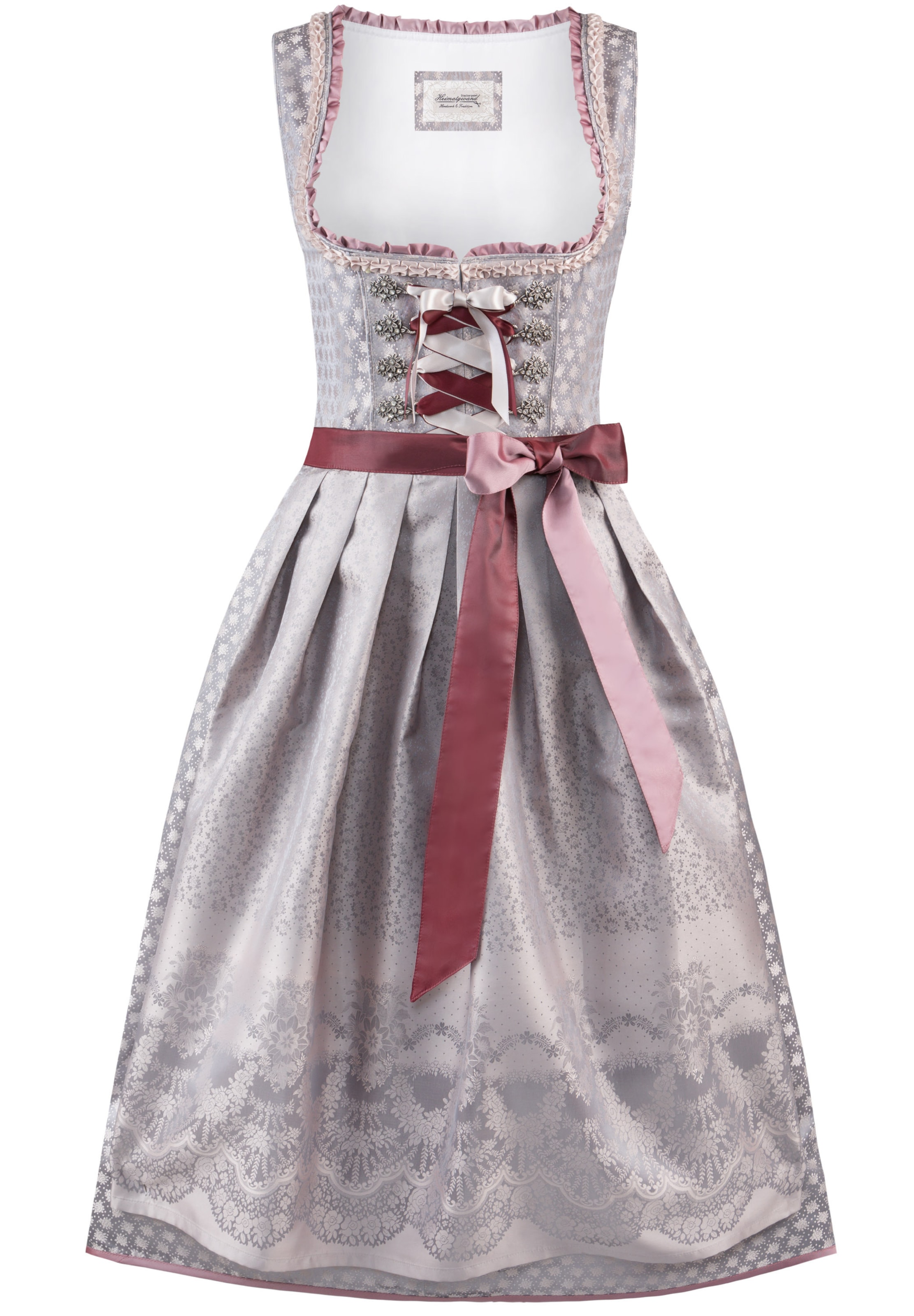 Ein Paar Schuhclips Herz Wollfilz Tracht Hirschkopf Hellgrau meliert Rot Dirndl 