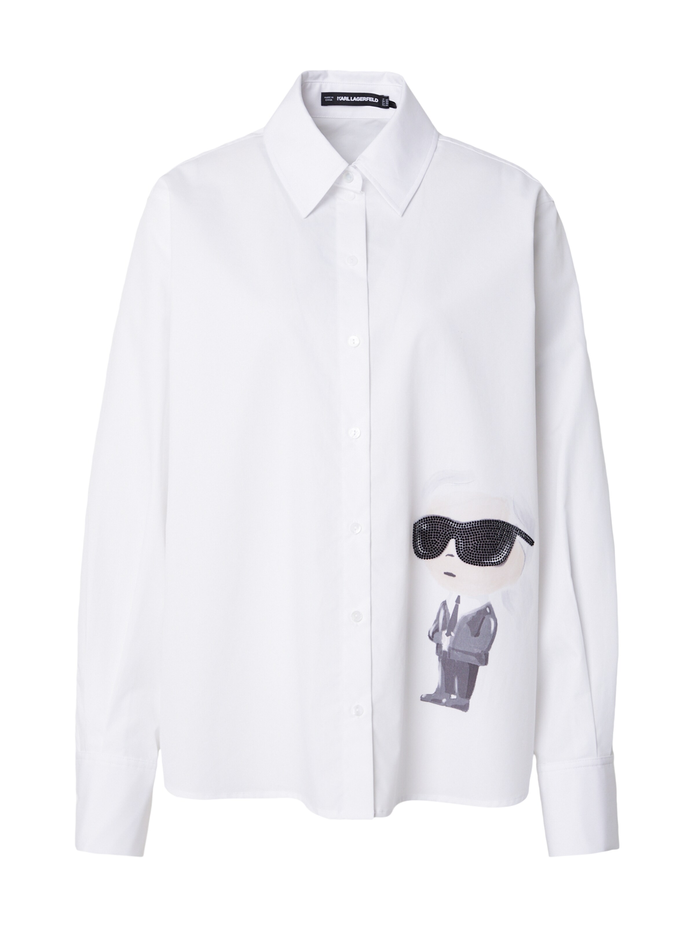 Karl Lagerfeld Bluse 'IKON AQUARELLE' in Weiß: Vorderseite
