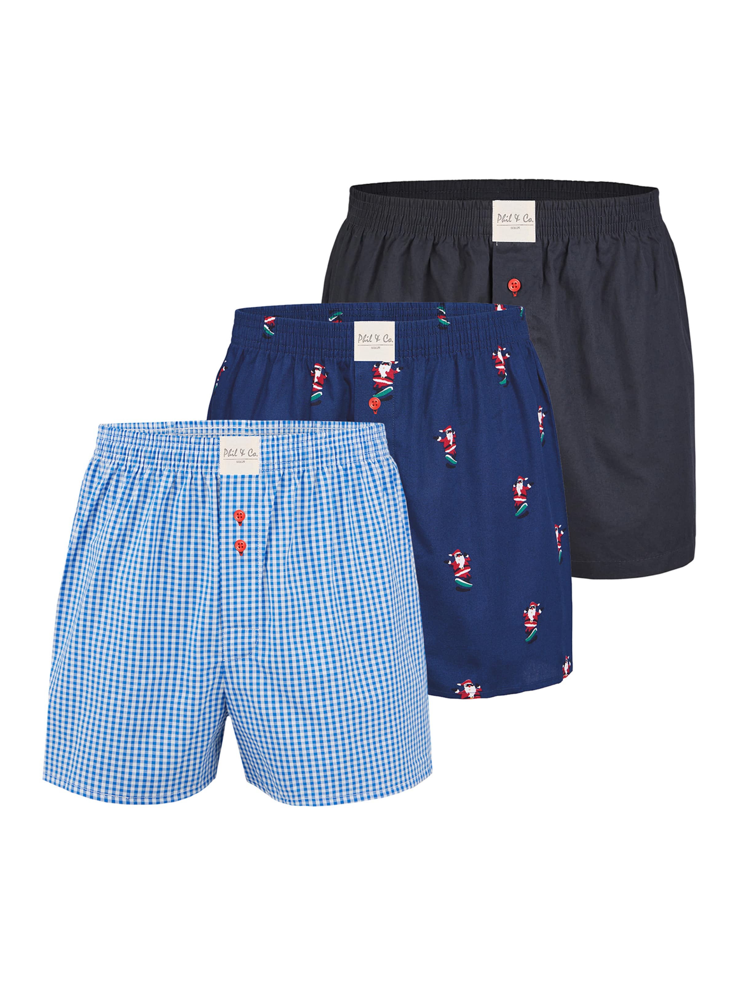 Phil & Co. Berlin - Calzoncillo boxer ' Santa ' en azul: frente