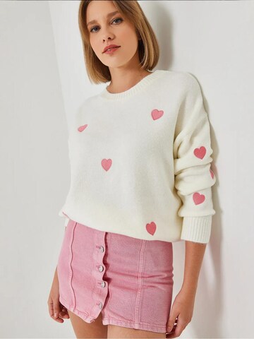 Pull-over oversize Bianco Lucci en blanc