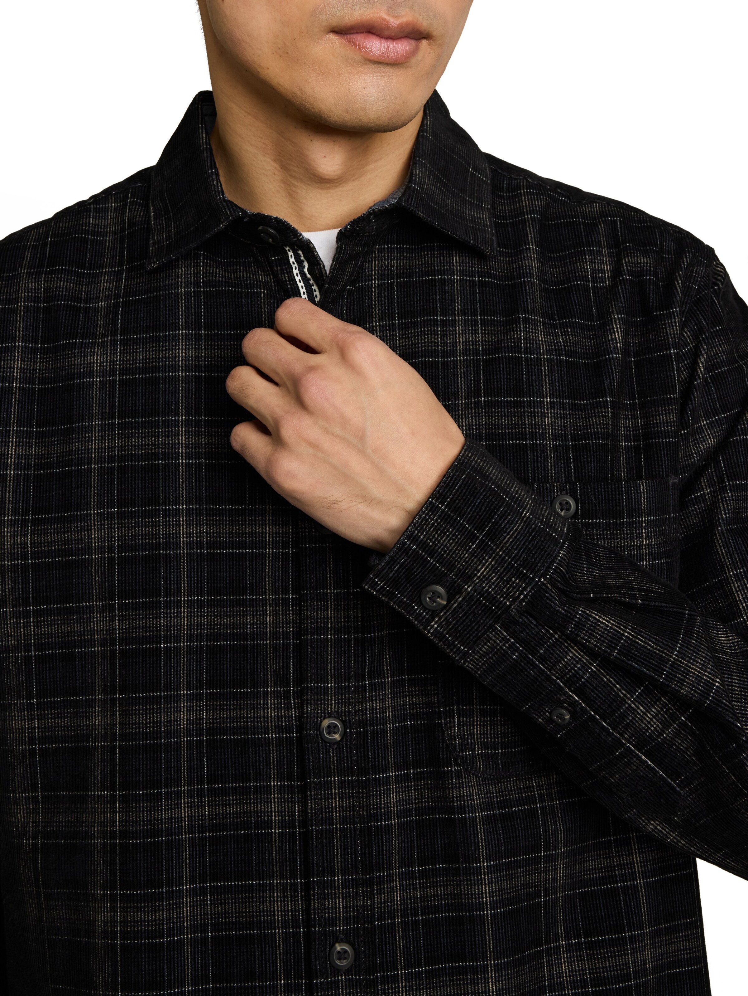 TOM TAILOR Regular fit Button Up Shirt in Black