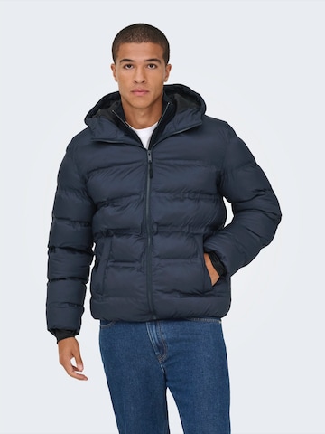 Giacca invernale 'ONSUNION' di Only & Sons in blu: frontale