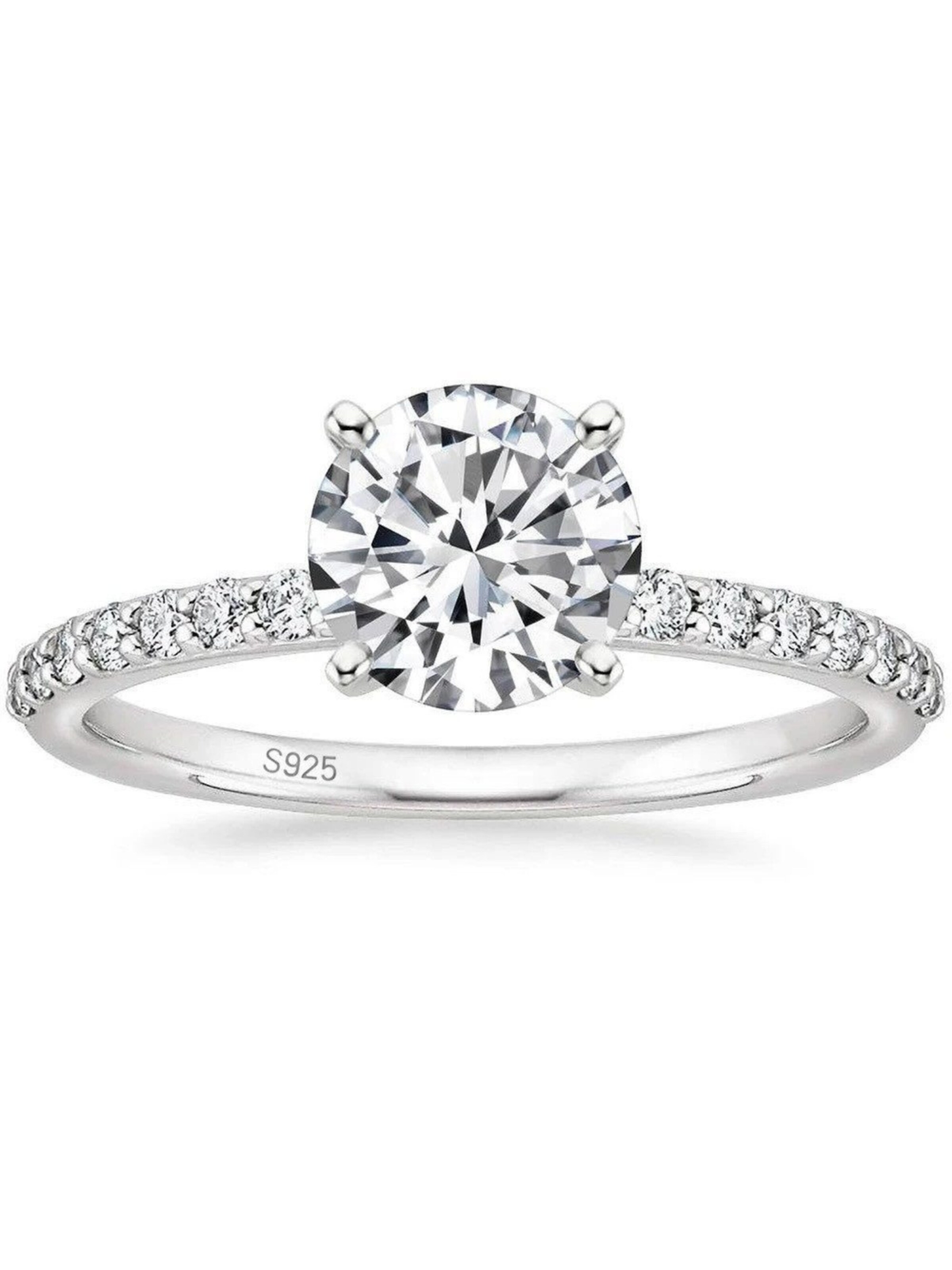 ROUGEMONT Jewellery Ring 'Funkelnder Moissanit Verlobungsring 7,0mm  1,2ct mit Echtheitszertifikat' in Silver: front