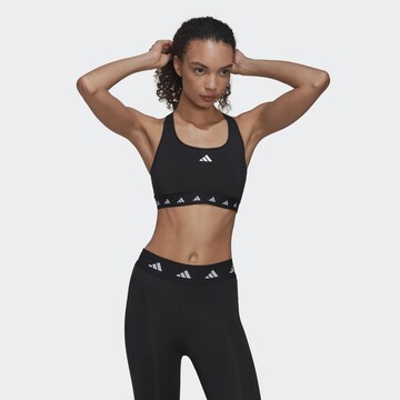 ADIDAS PERFORMANCE Bustier Športni nederček 'Powerreact Training Medium-support Techfit' | črna barva: sprednja stran