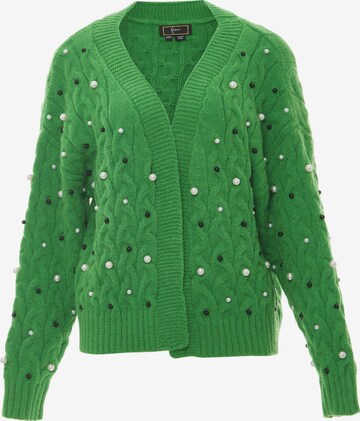 faina Knit Cardigan in Green: front