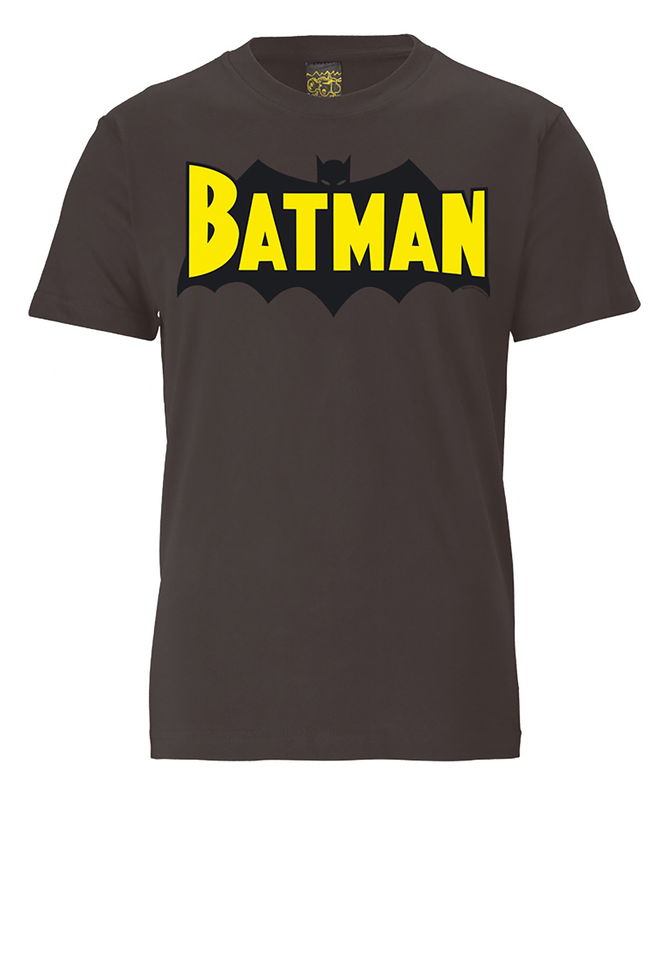 LOGOSHIRT Shirt 'Batman Wings' in Black: front