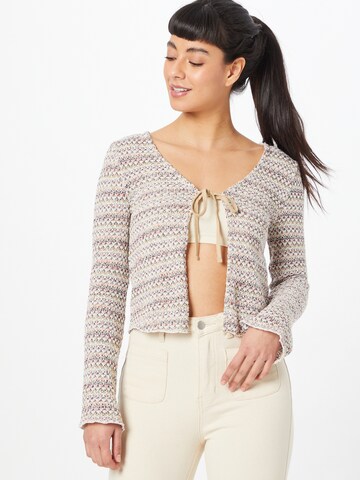 NEON & NYLON Knit Cardigan in White: front