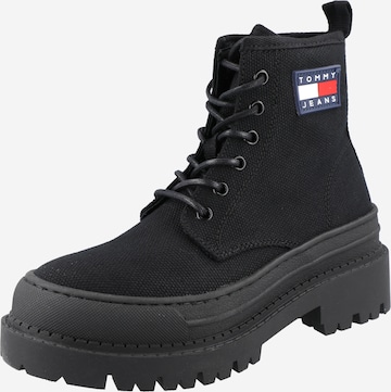 Bottines à lacets Tommy Jeans en noir : devant